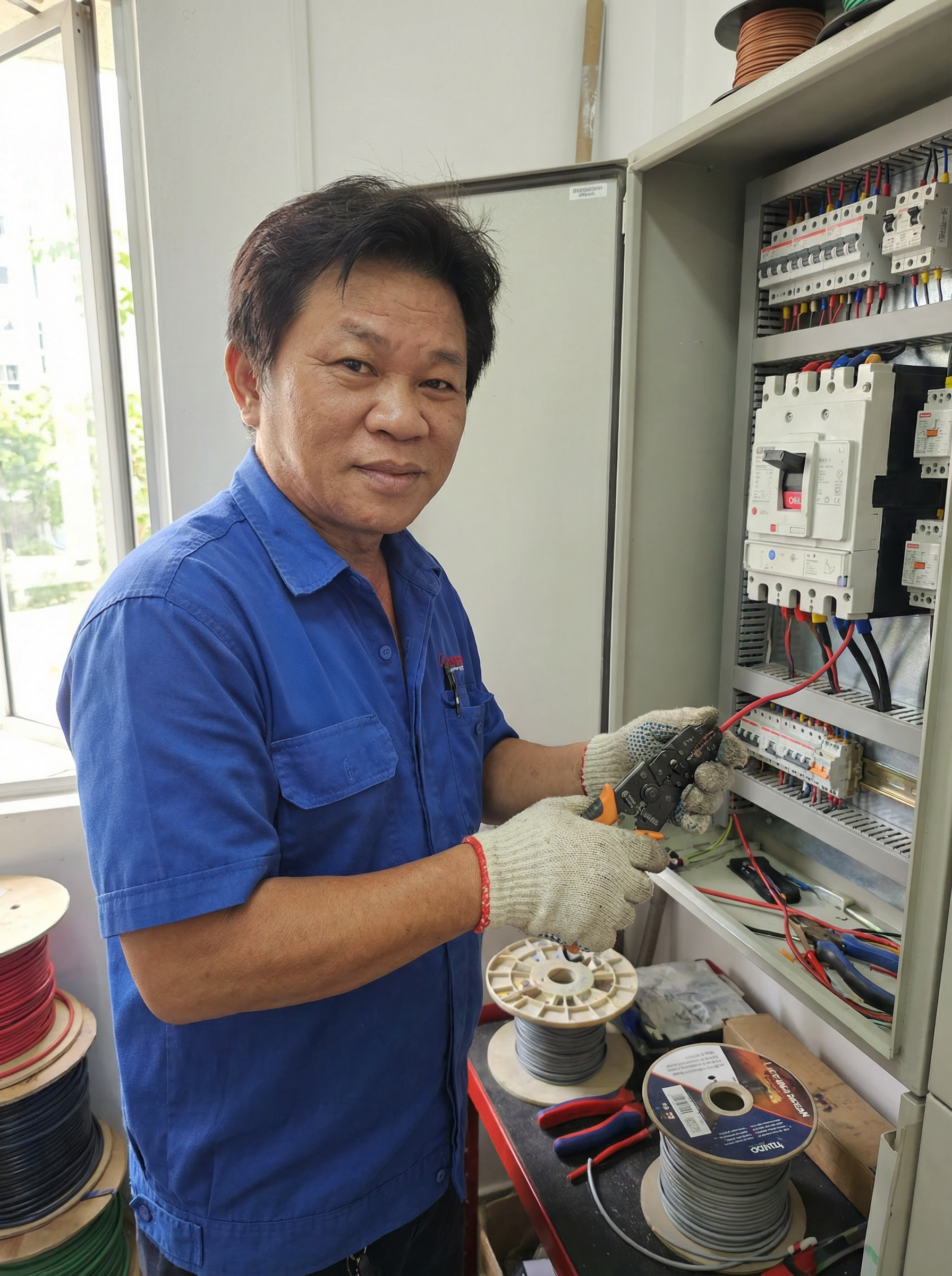 Wiring and component installation inside a distribution board