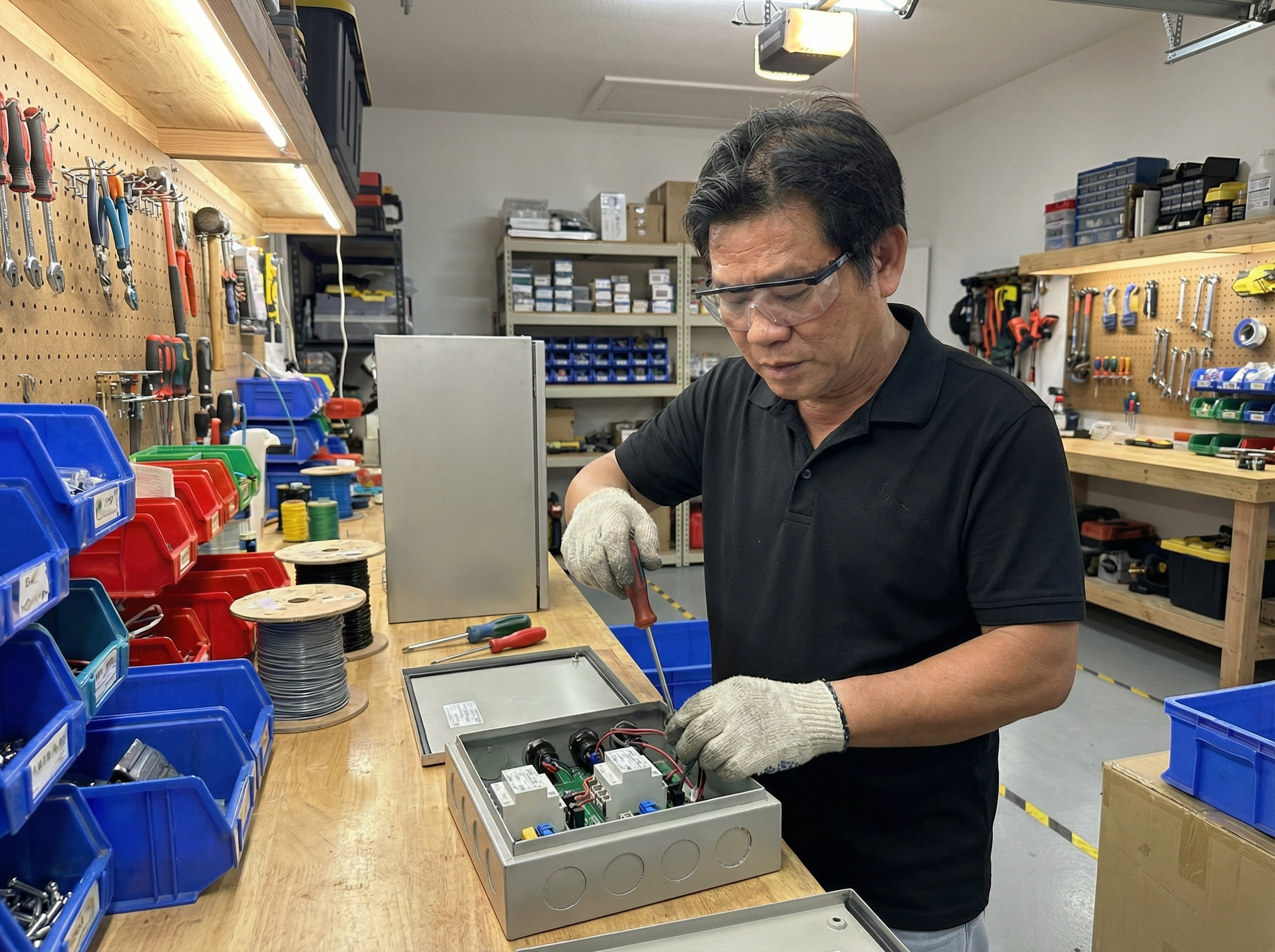 Mr. Lam assembling a custom LV distribution board